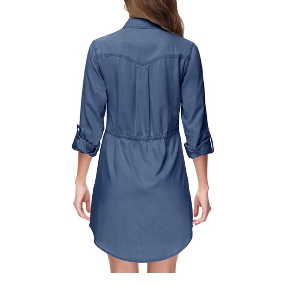 Anna-Kaci Blue Denim Shirt Dress - Picture 2 of 7